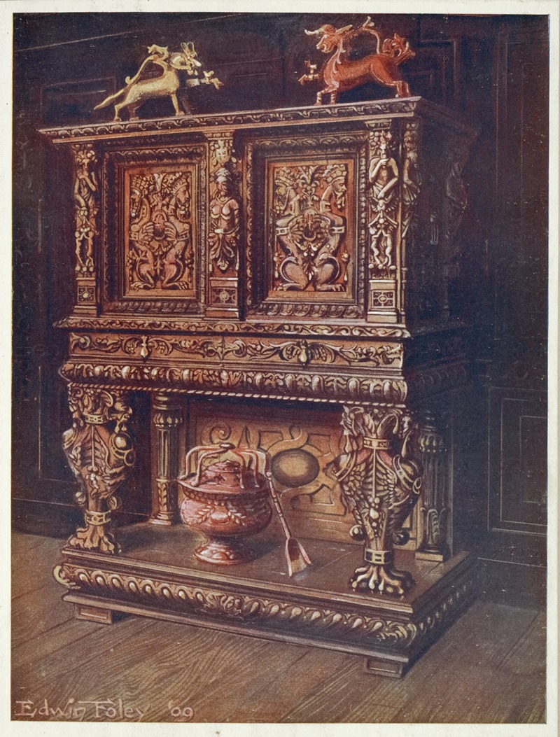 Carved bourgouignon credenze by Edwin Foley, 1910 - 1911 — digital art print download