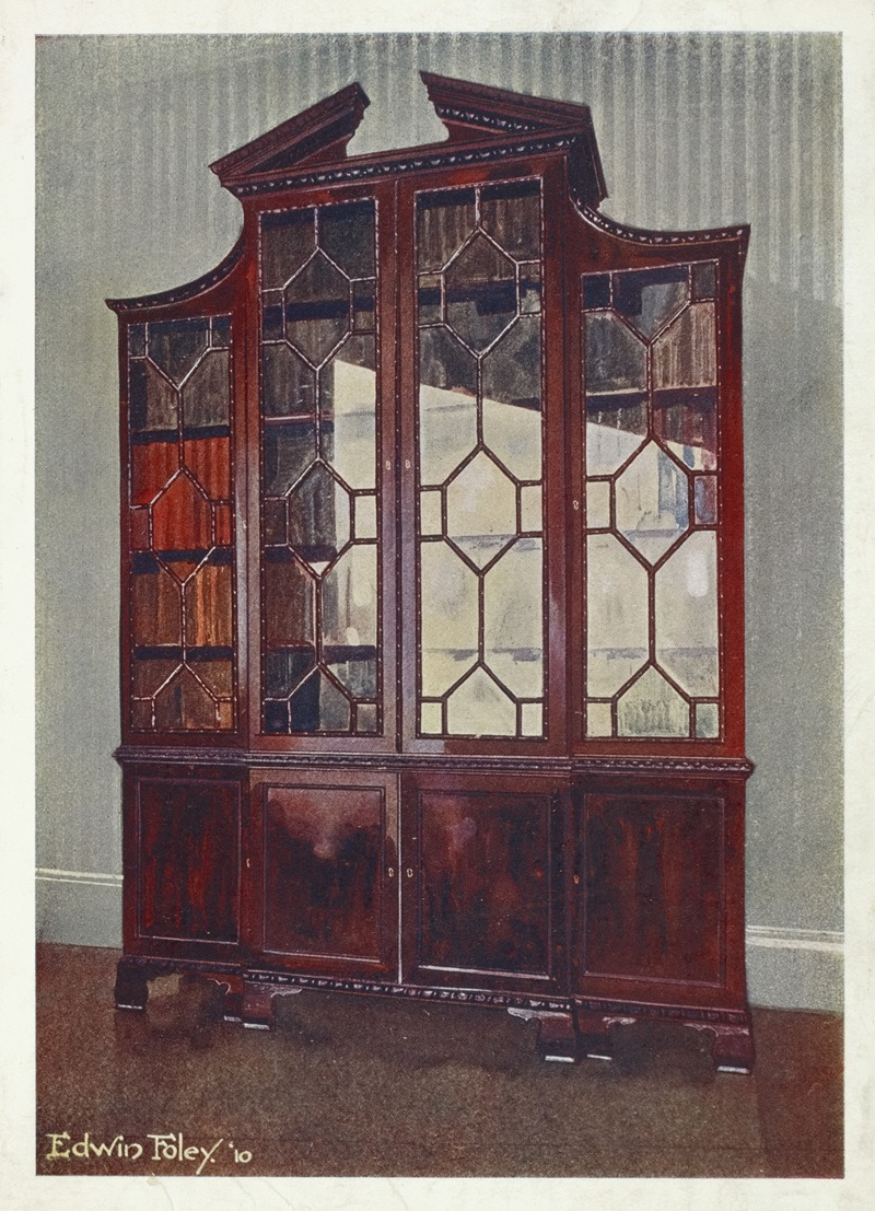 Carved Chippendale library bookcase by Edwin Foley, 1910 - 1911 — digital art print download