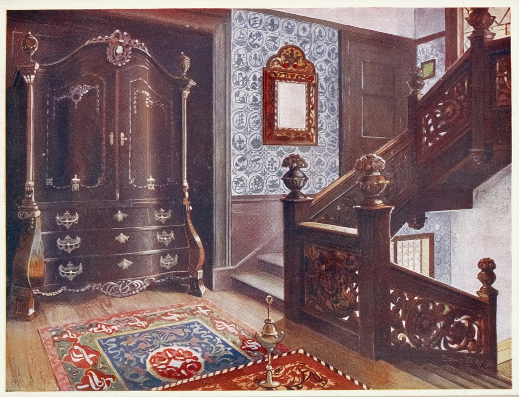 Carved walnut bombé armoire with chased mounts — Edwin Foley