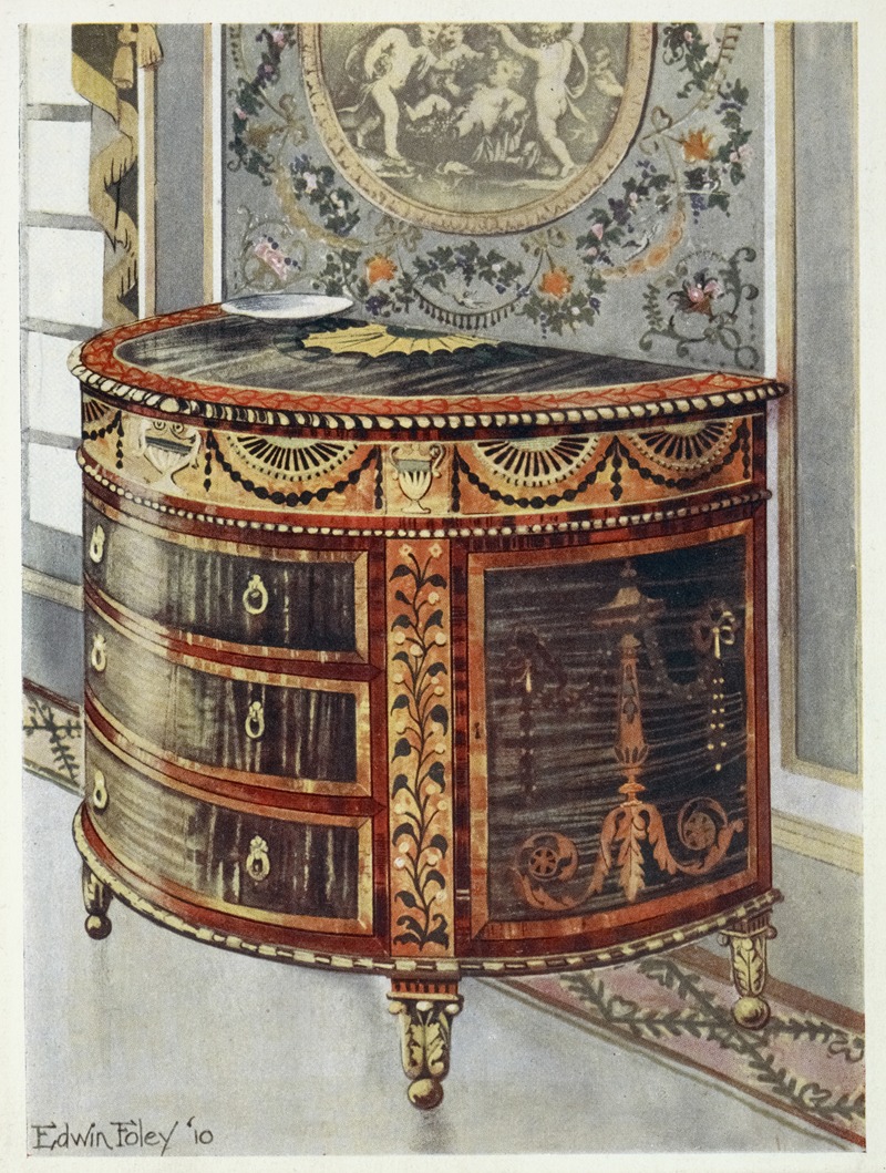 Inlaid satinwood commode by Edwin Foley, 1910 - 1911 — digital art print download