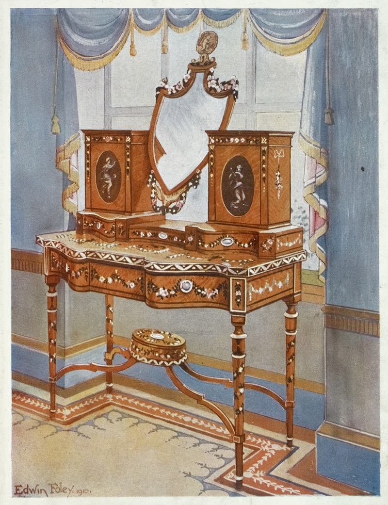 Satinwood dressing-table with medallions — Edwin Foley