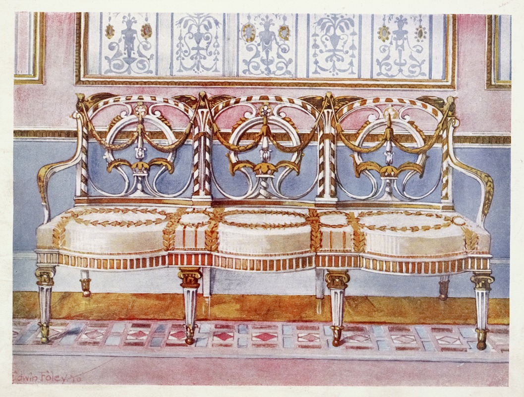 White gilt and painted settee by Edwin Foley, 1910 - 1911 — digital art print download