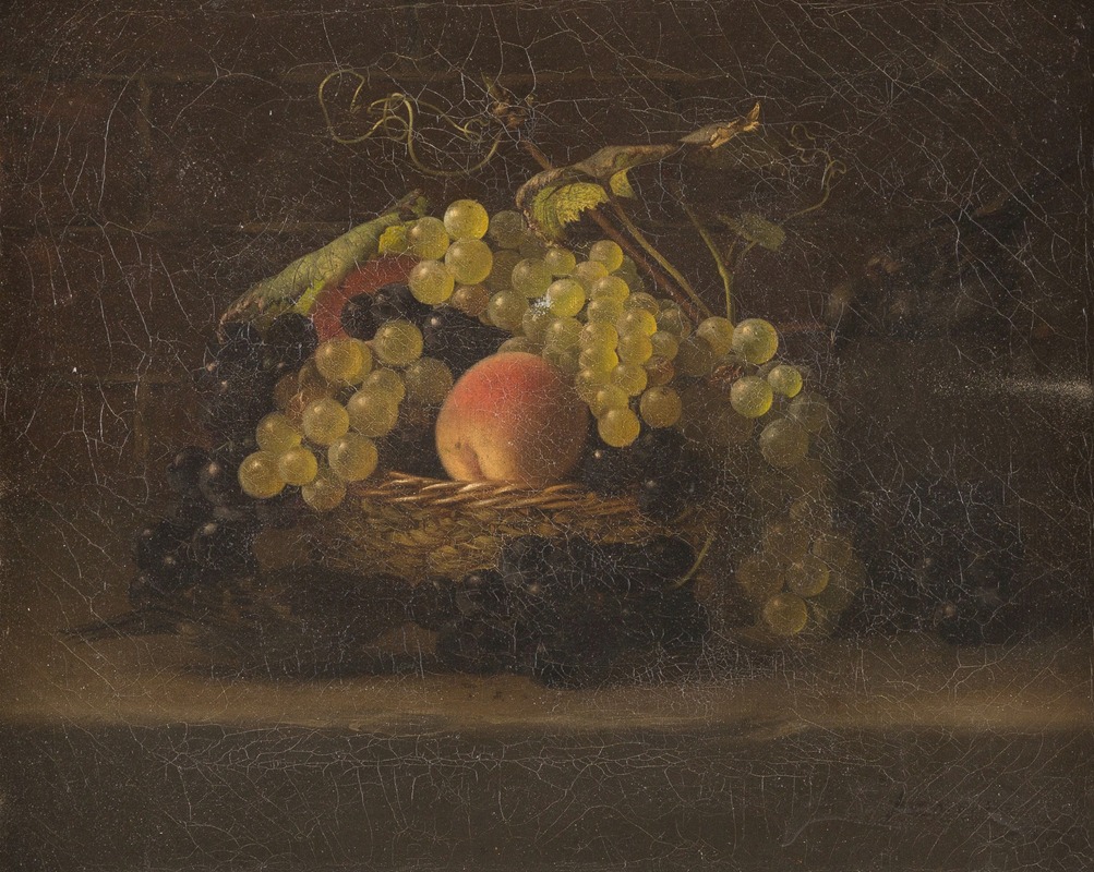 Fruit still life with sparrows by Hans Heinrich Jürgen Brandes, 1832 — digital art print download