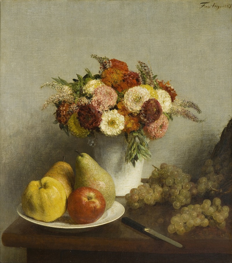 Flowers and Fruit by Анри Фантен-Латур, 1865 — digital art print download