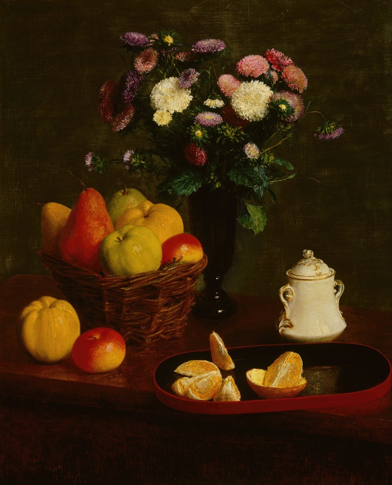 Flowers and fruit by Анри Фантен-Латур, 1866 — digital art print download