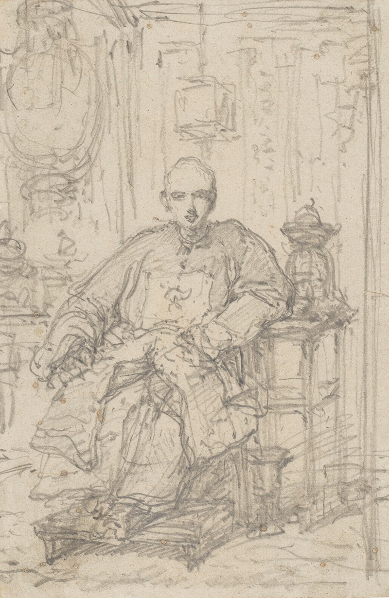 A Hong merchant, seated in an interior — George Chinnery