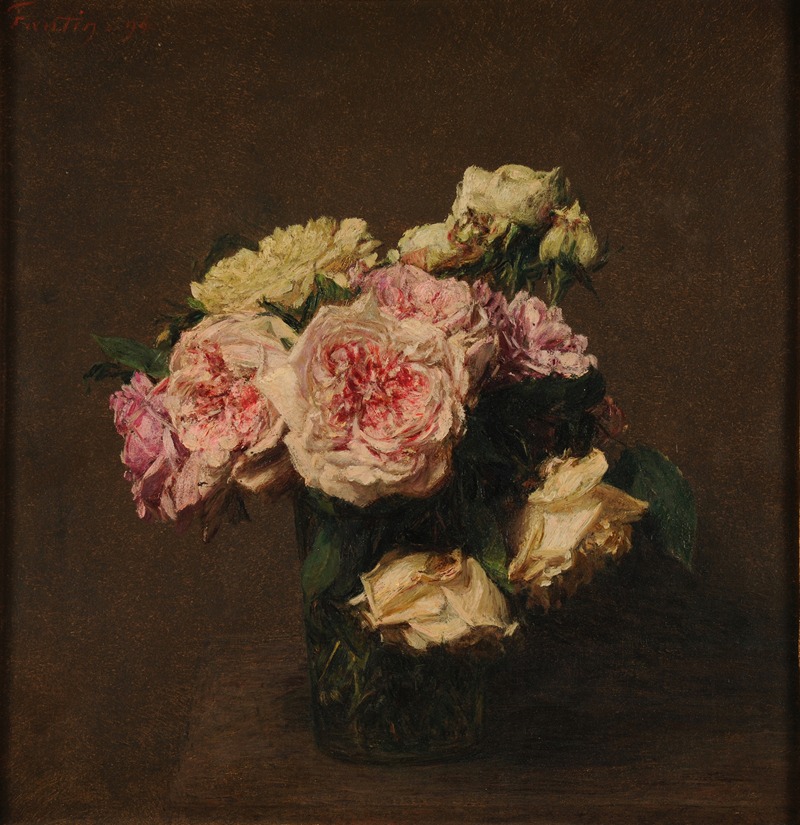 Roses dans un vase de cristal — Анри Фантен-Латур