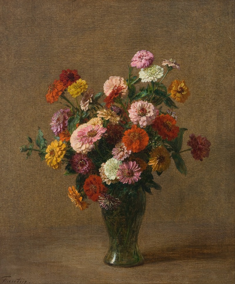 Zinnias by Анри Фантен-Латур — digital art print download