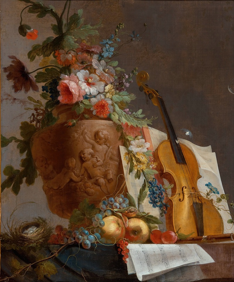 Still life with flowers and a violin — Jean-Jacques Bachelier