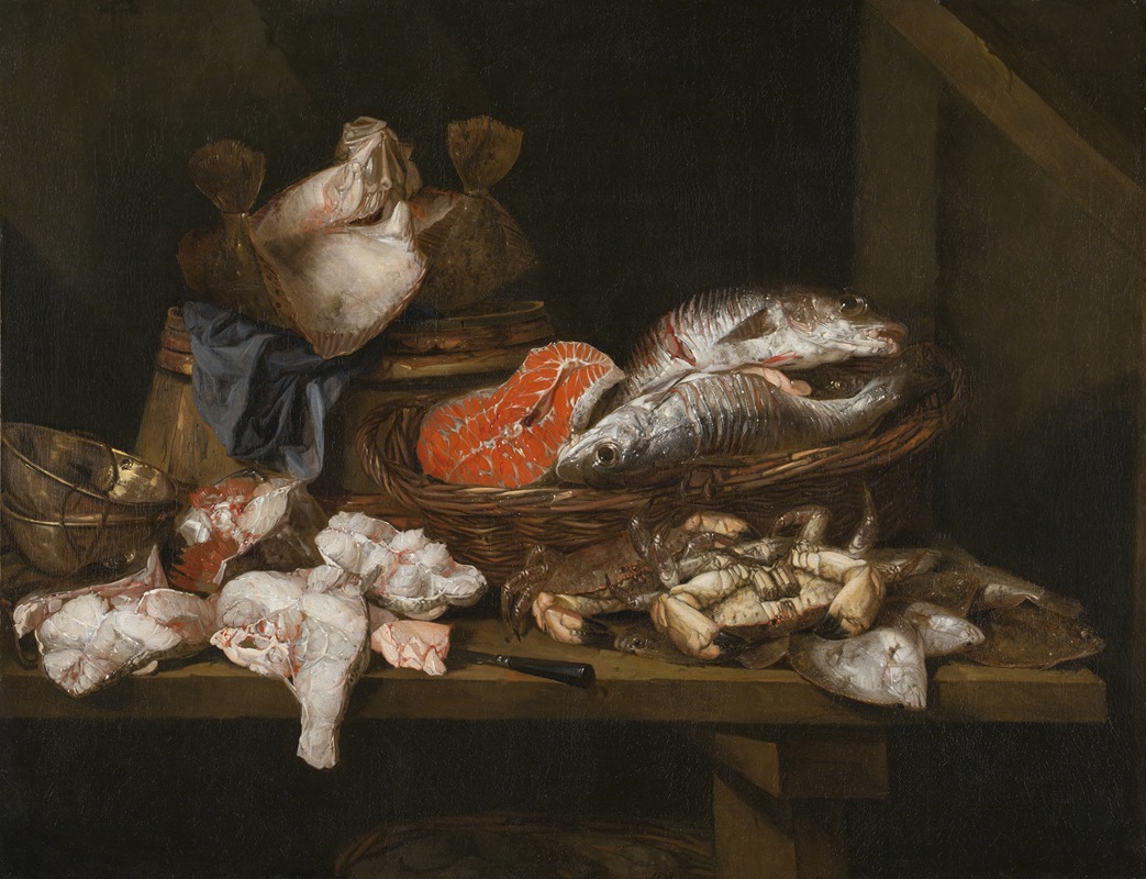 Still Life with Fish and Crustaceans by Авраам ван Бейерен, 1666 — digital art print download