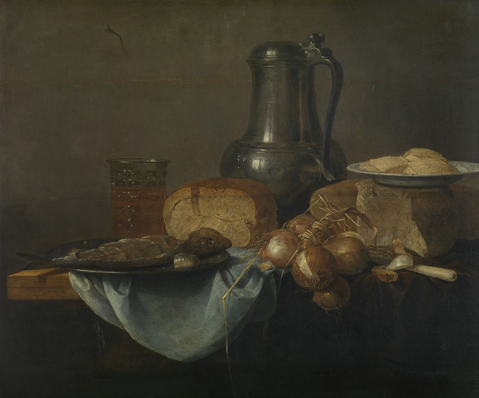 Still Life with Fish, Bread and Onions by Ae van Rabel, 1653 — digital art print download