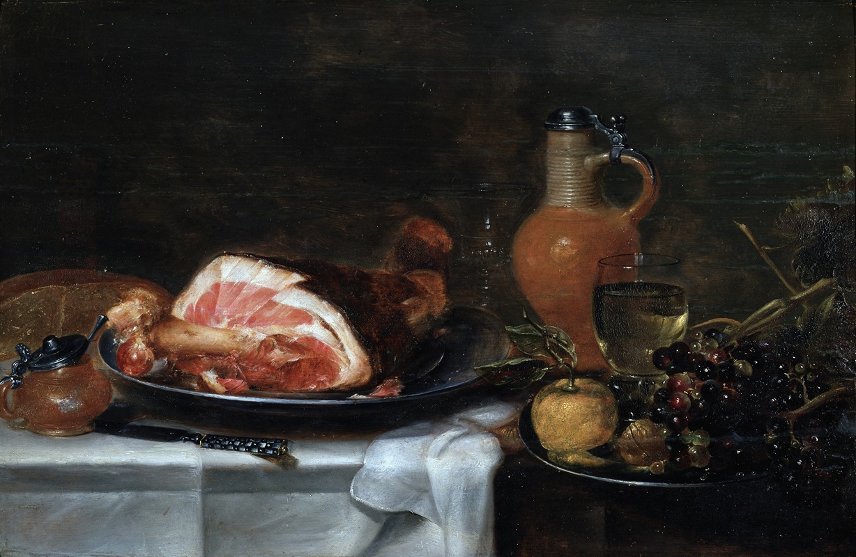Still life with ham and grapes by Alexander Adriaenssen — digital art print download