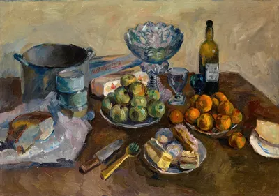 Still Life with Cakes and Fruit by Aristarkh Lentulov — digital art print download