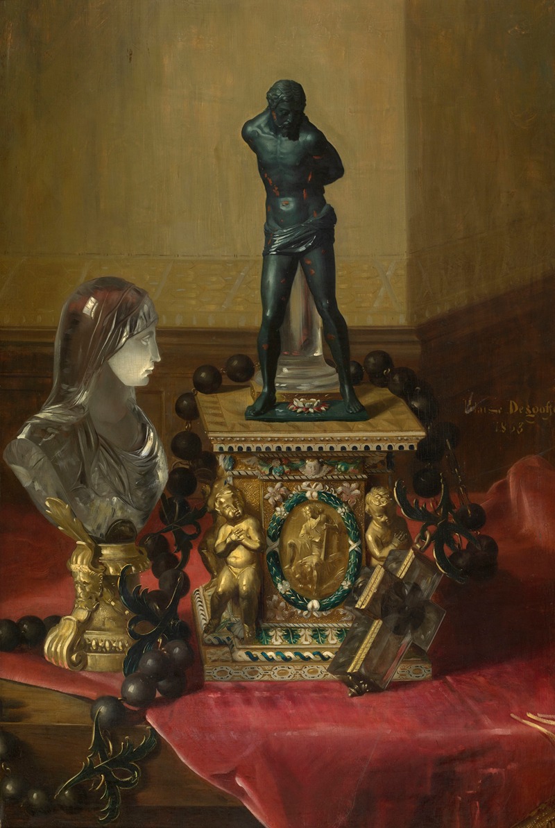 At the Louvre by Blaise-Alexandre Desgoffe, 1868 — digital art print download