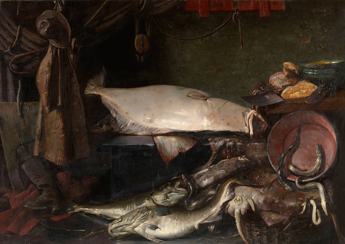 Still Life with Fish by Edouard Chappel, 1888 — digital art print download
