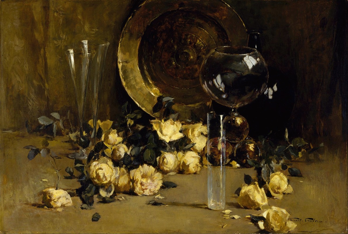 Still Life with Yellow Roses by Эмиль Карлсен, 1880-1890 — digital art print download