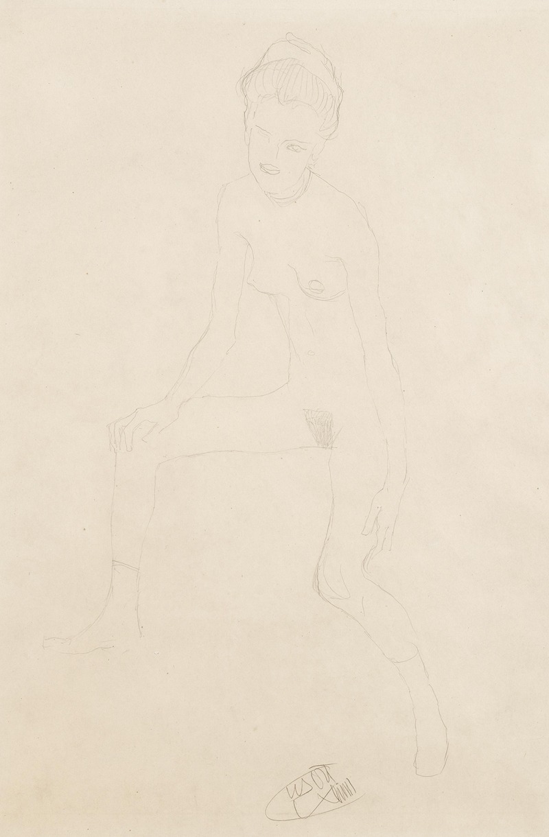 Sitting female nude by Густав Климт, c. 1904 — digital art print download