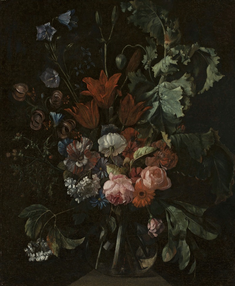 Flowers in a glass vase — Jacob van Walscappelle