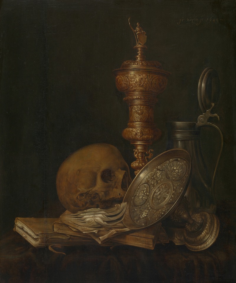 Vanitas with show goblet and tazza — Jan Hendricksz. van Zuylen