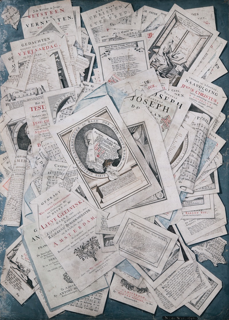 Printed Pages, Trompe l’Oeil by Nicolaas de Wit, 1740 — digital art print download