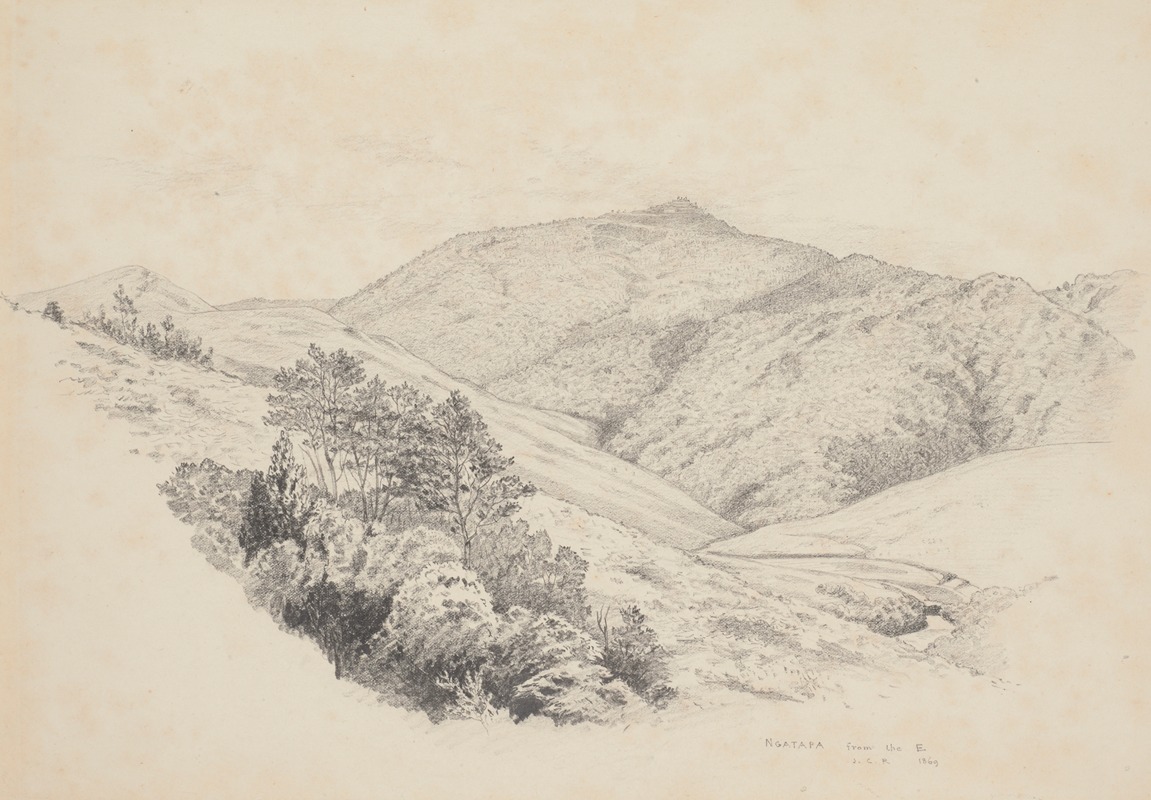 Ngatapa from the East by Джеймс Кроу Ричмонд, 1869 — digital art print download