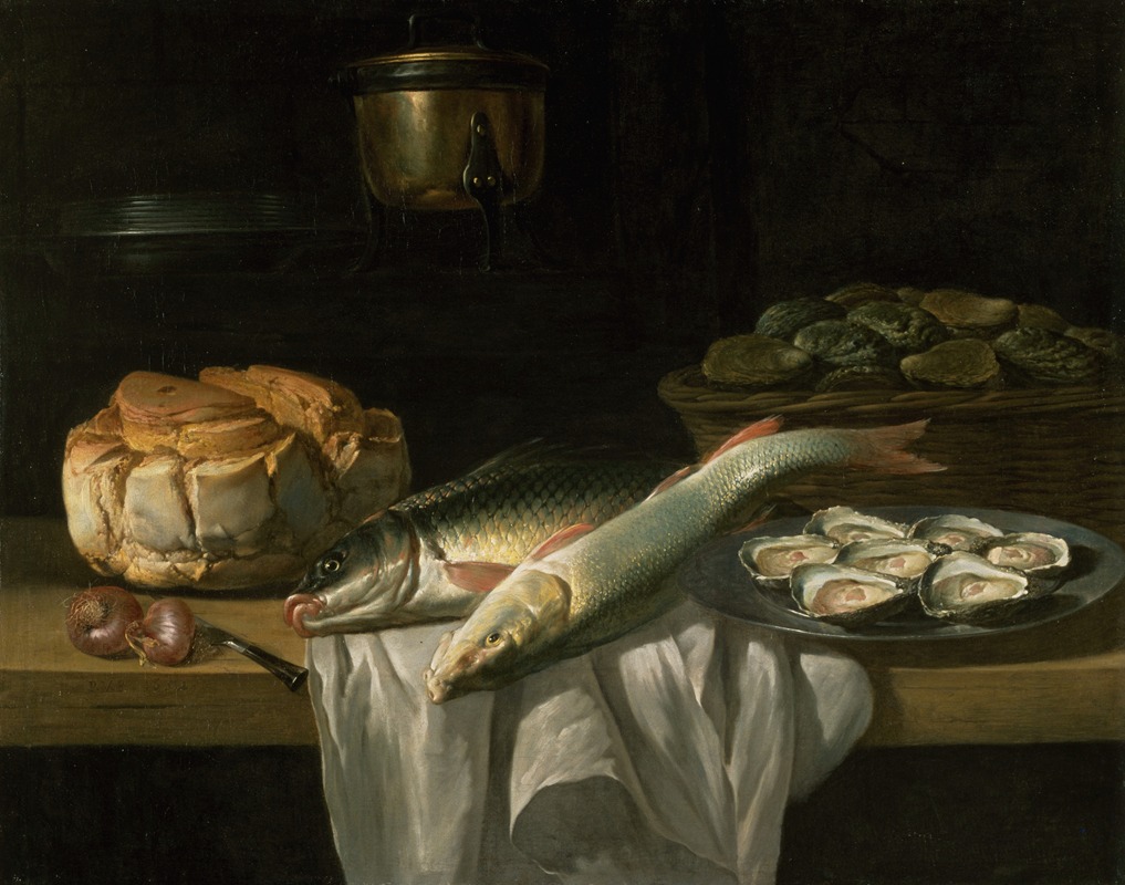 Still Life with Carp and Pike by Peter van Boucle, 1652 — digital art print download