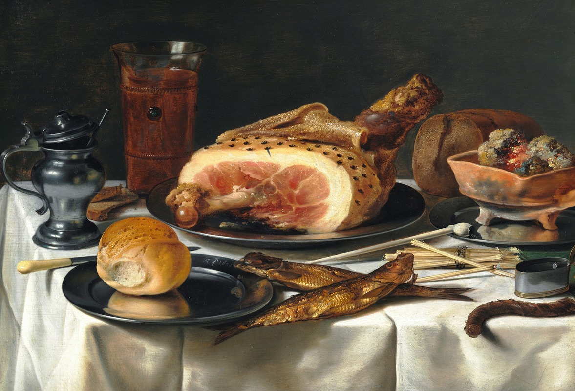 Still Life with Ham by Pieter Claesz, 1625 — digital art print download