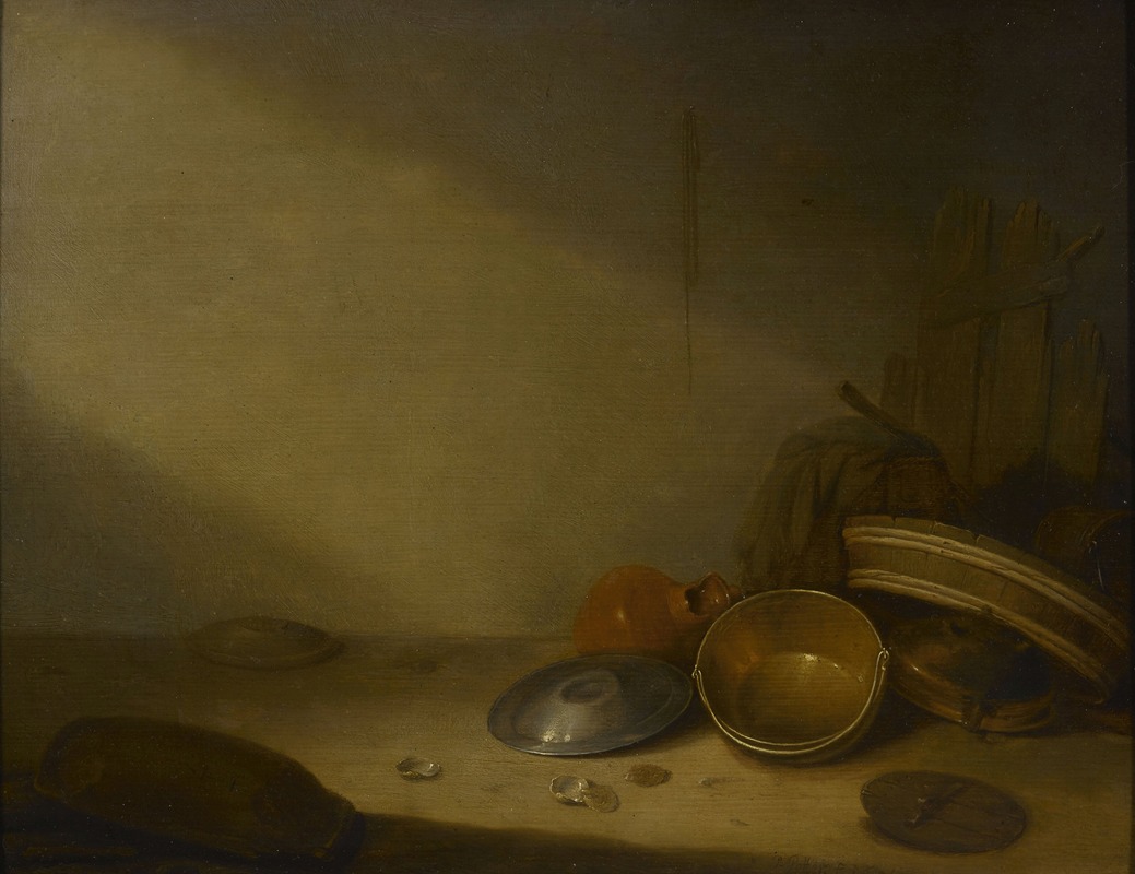 Still life with old dishes by Питер Симонс Поттер, 1631 — digital art print download