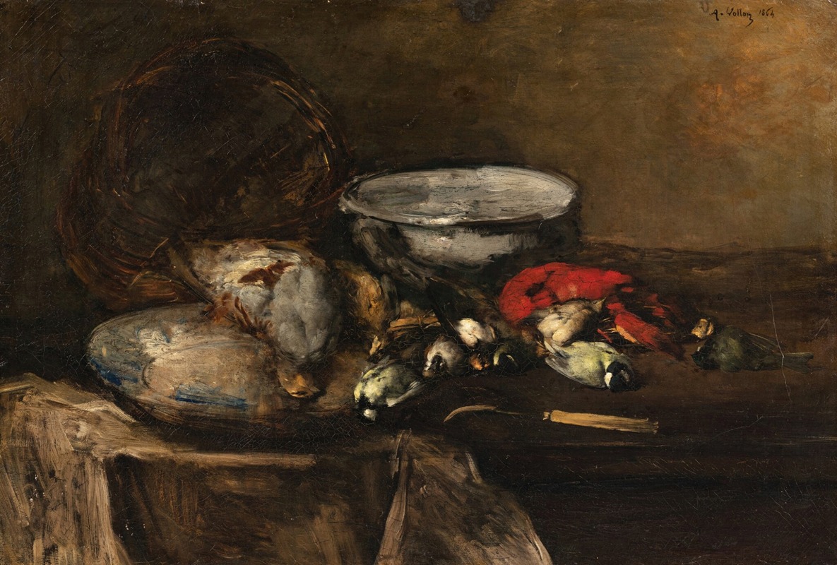 Still-life with wild game by Антуан Вольон, 1864 — digital art print download