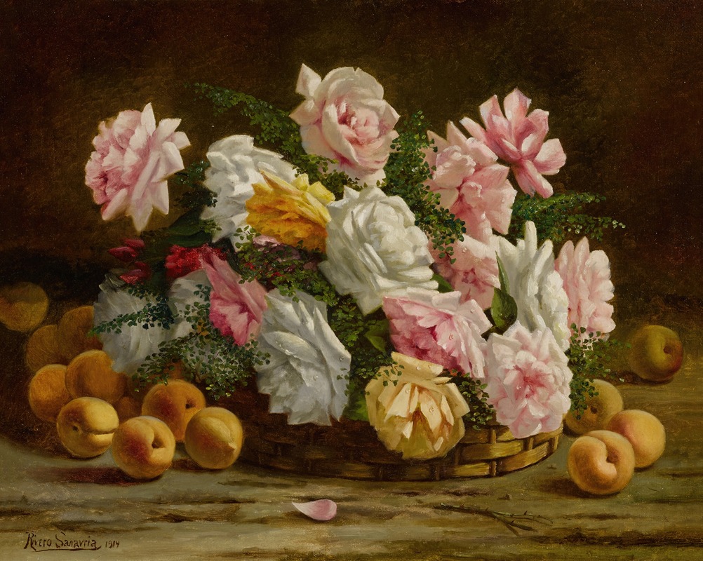 Rosas y duraznos by Carlos Rivero Sanabria, 1914 — digital art print download