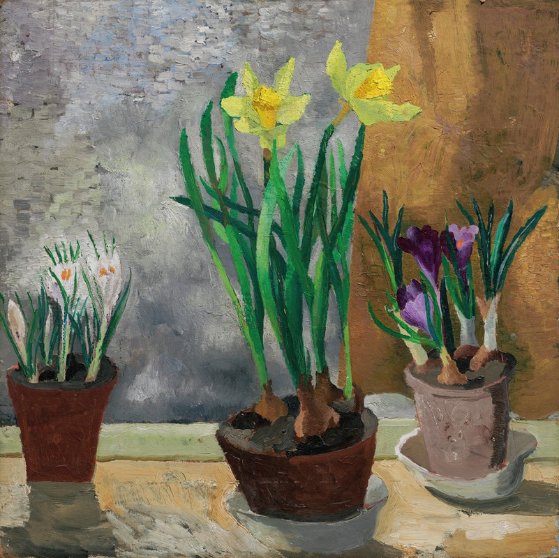 Crocuses and Daffodils in Pots by Кристофер Вуд, 1929 — digital art print download