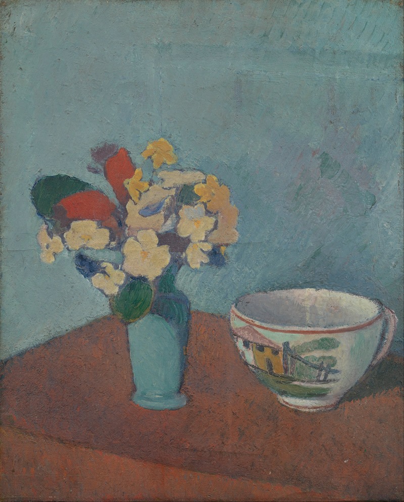 Vase with flowers and cup by Эмиль Бернар, 1887 — digital art print download