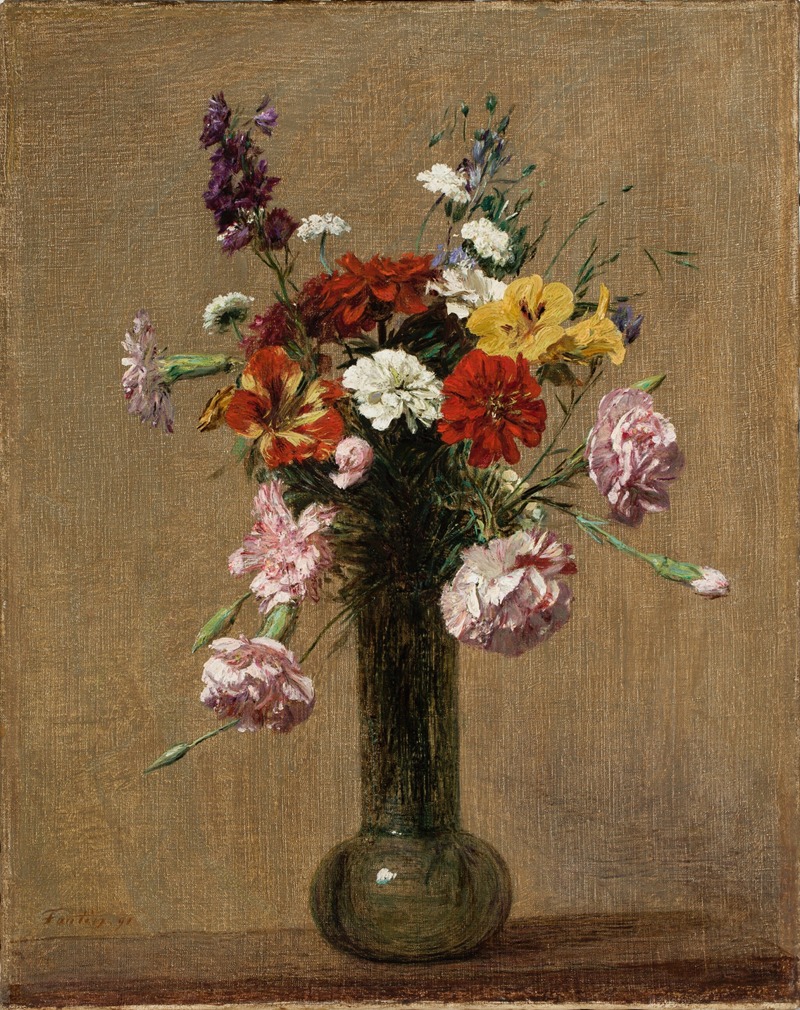 Fleurs diverses dans un vase by Анри Фантен-Латур, 1891 — digital art print download