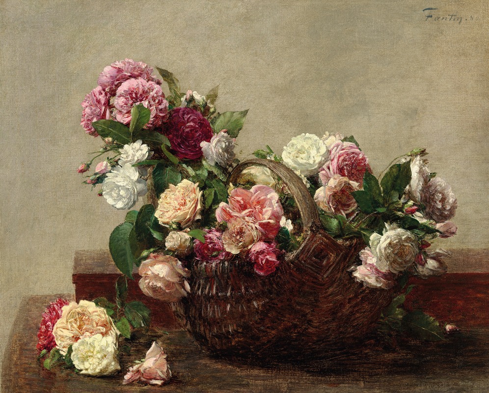 Panier de roses by Анри Фантен-Латур, 1880 — digital art print download