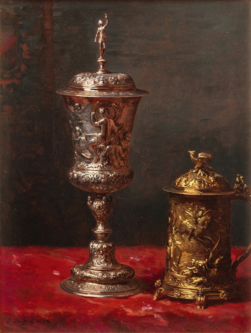 Still-life with tankard and covered cup — Jean-Baptiste Robie