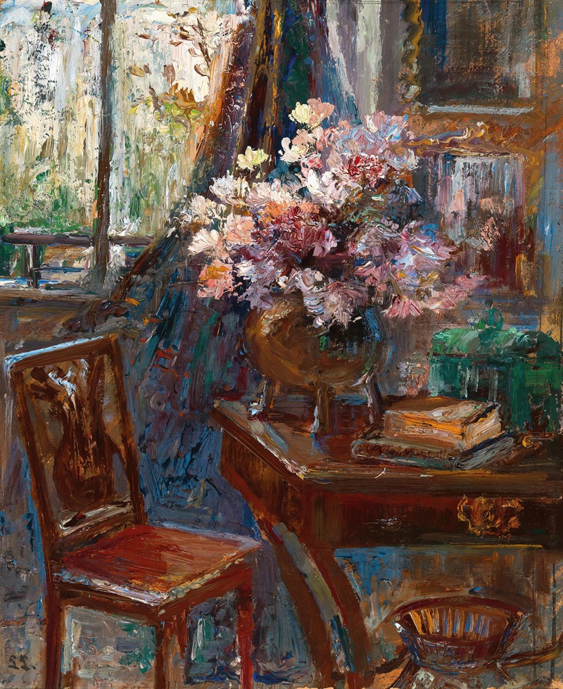 Interior with Flowers by the Window by Leontine von Littrow — digital art print download