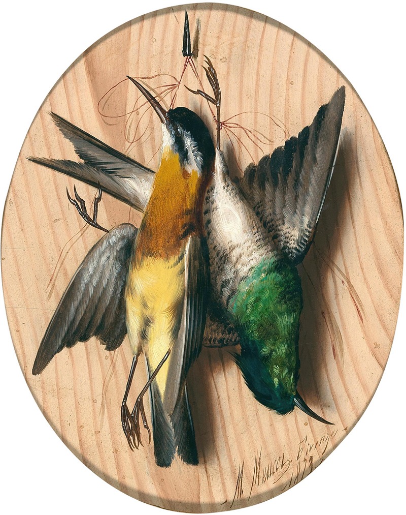 Trompe l'oeil, songbirds — Michelangelo Meucci