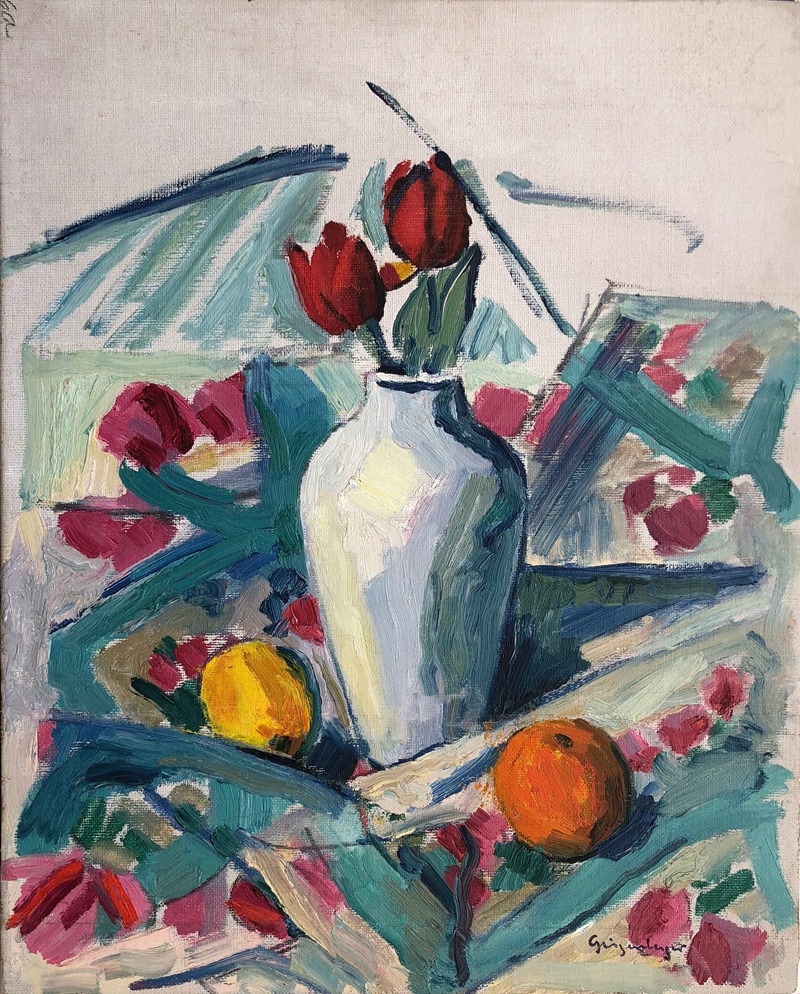 Tischstillleben mit Tulpen by Отто Гейгенбергер — digital art print download