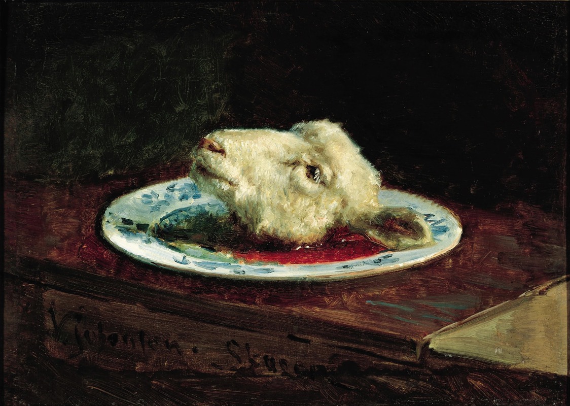 Lamb's head on a plate by Вигго Йохансен, 1880 — digital art print download
