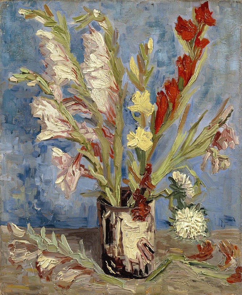 Vase with gladioli and China asters — Vincent van Gogh