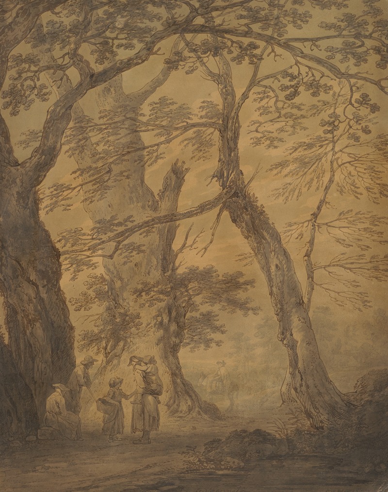 Landscape with trees and figures by Джозеф Фарингтон — digital art print download