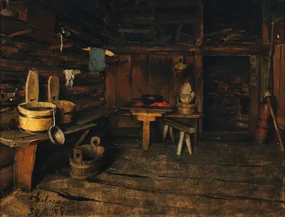 An Alpine Hut Interior by Франц фон Дефреггер, 1887 — digital art print download