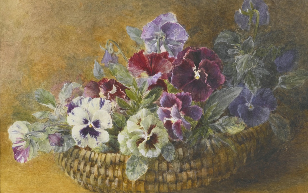 Pansies in a Basket by Grace H. Hastie, 1903 — digital art print download