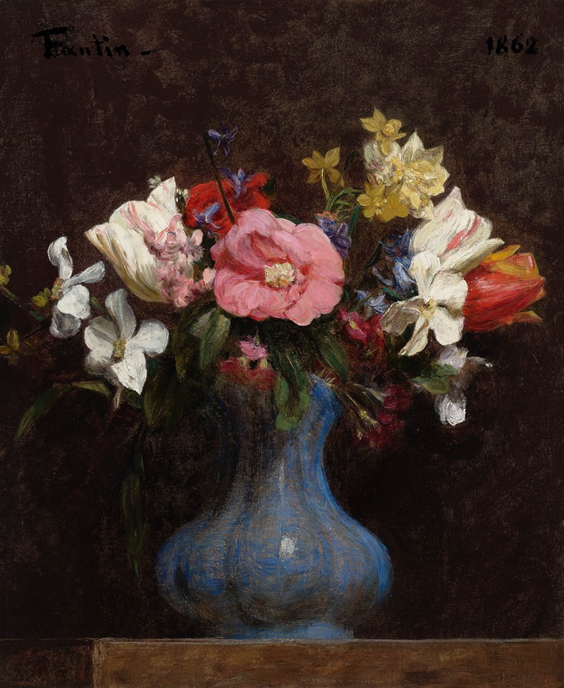 Fleurs, camélias et tulipes by Анри Фантен-Латур, 1862 — digital art print download