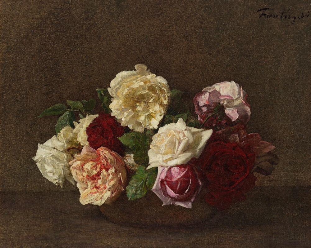 Roses dans une coupe by Henri Fantin-Latour, 1884 — digital art print download