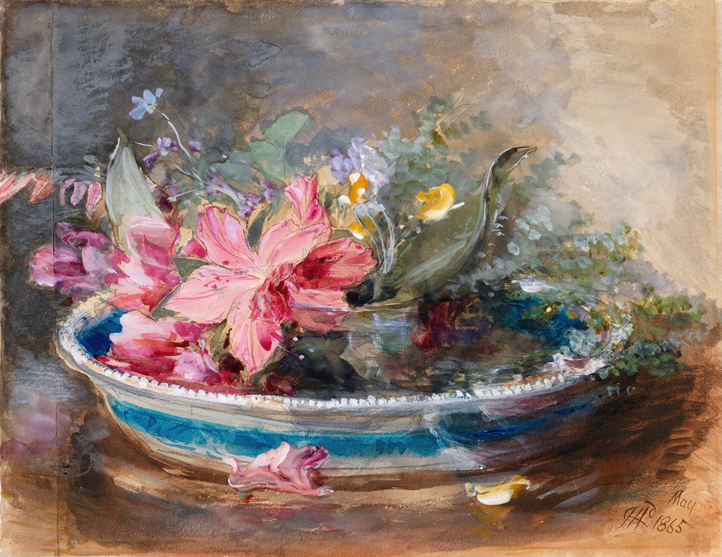 Flowers in a Bowl by Джеймс Холланд, 1865 — digital art print download