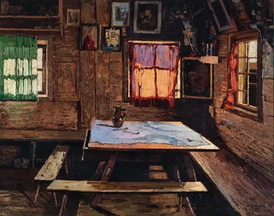 Sunlit room in a farmhouse by Йозеф Штойцнер, 1916 — digital art print download