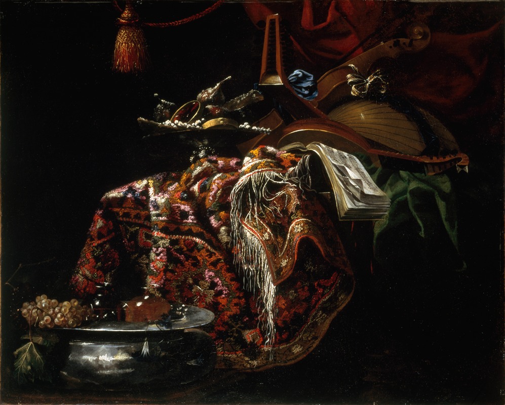 Still Life with Musical Instruments by Master of the Carpets, c.1650 — digital art print download