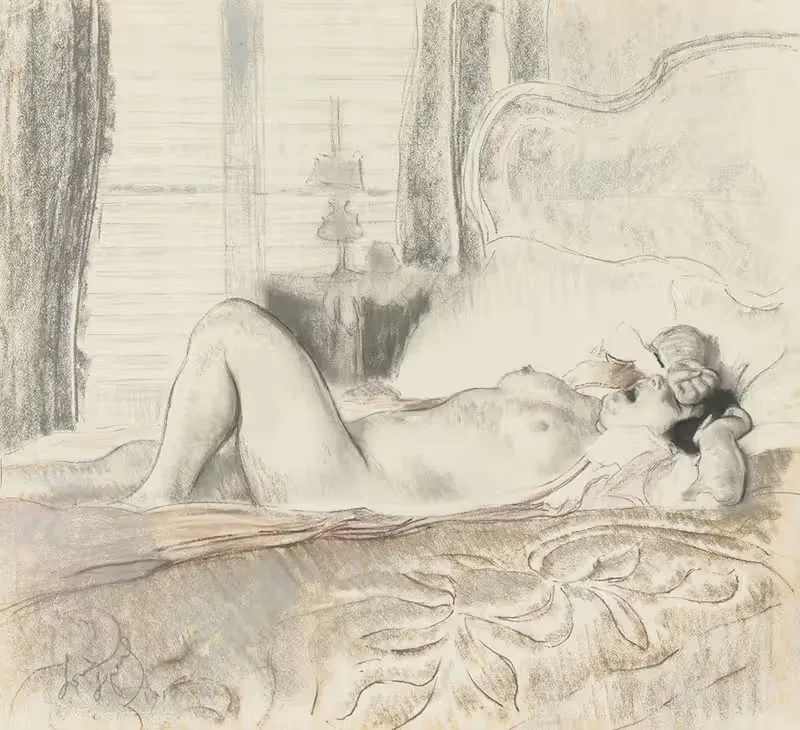 A Female Nude Awakening From Sleep — Louis Legrand