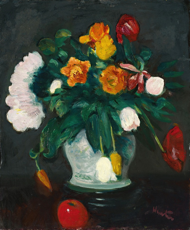 Flowers in a Vase and Apple — Джордж Лесли Хантер